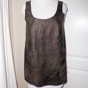 Michael Stars $198.00 Desert Brown Rustic Leather Contrast Tank Top S/M?